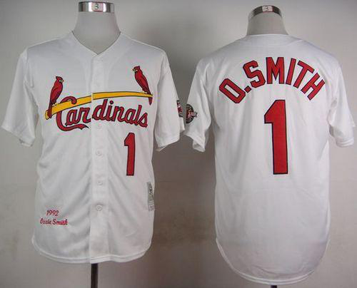 Mitchell And Ness 1992 St. Louis Cardinals #1 Ozzie Smith White Stitched MLB Jersey