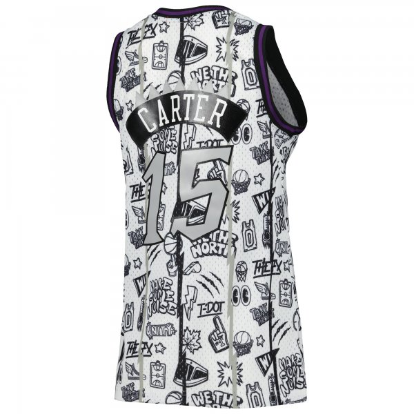 Women's Toronto Raptors Vince Carter Mitchell & Ness White 1998 Doodle Swingman Jersey