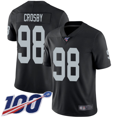 Las Vegas Raiders #98 Maxx Crosby Black Team Color Men's Stitched NFL 100th Season Vapor Limited Jersey