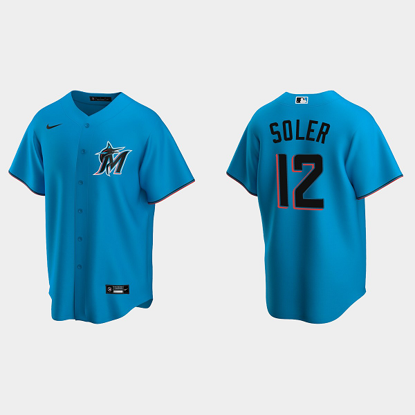 Men's Miami Marlins #12 Jorge Soler Blue Alternate MLB Jersey