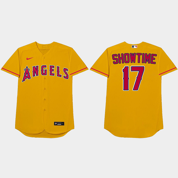 Shohei Ohtani Nickname Angels 2021 Players Weekend Showtime Gold Men's Jersey