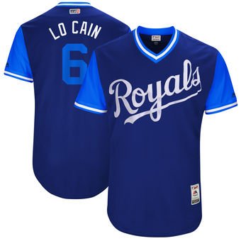 Men's Kansas City Royals #6 Lorenzo Cain Lo Cain Majestic Royal 2017 Players Weekend Jersey