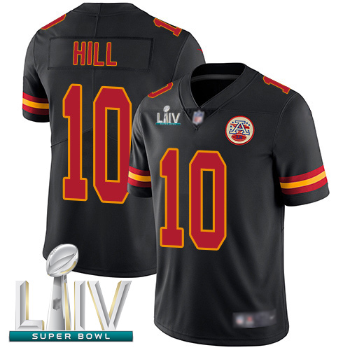 Kansas City Chiefs #10 Tyreek Hill Black Super Bowl LIV Bound Men's Stitched NFL Limited Rush Jersey