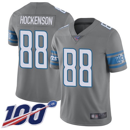 Detroit Lions #88 T.J. Hockenson Gray Youth Stitched NFL Limited Rush 100th Season Jersey