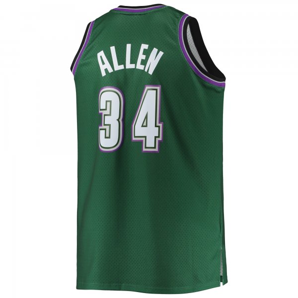 Men's Milwaukee Bucks Ray Allen Mitchell & Ness Hunter Green Big & Tall 1996/97 Hardwood Classics Swingman Jersey