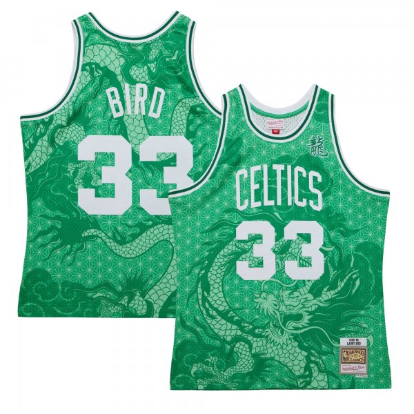 Men's Boston Celtics Larry Bird Mitchell & Ness Kelly Green 1985/86 Hardwood Classics Asian Heritage 6.0 Swingman Throwback Player Jersey