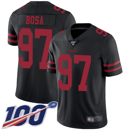 San Francisco 49ers #97 Nick Bosa Black Alternate Men's Stitched NFL 100th Season Vapor Limited Jersey