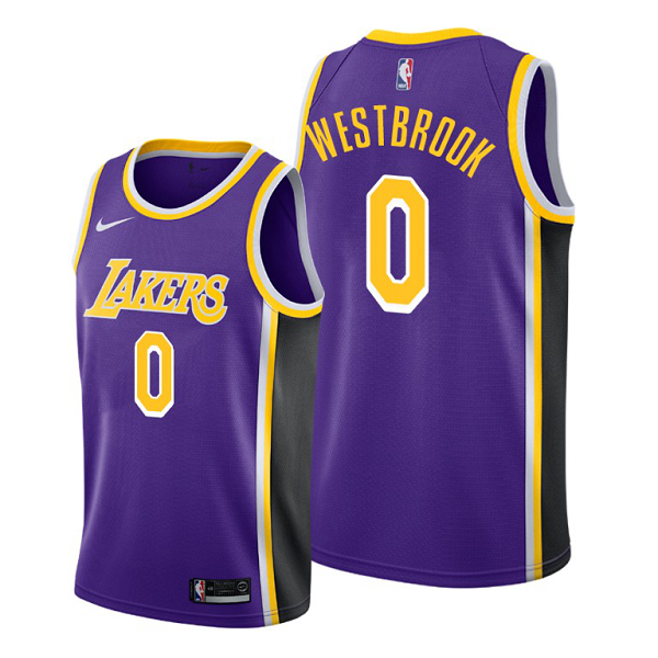 Men's Los Angeles Lakers #0 Russell Westbrook Purple 2021 Trade Statement Edition NBA Jersey