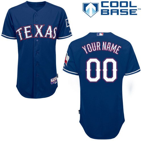 Texas Rangers Blue Men's Customized Cool Base MLB Jersey