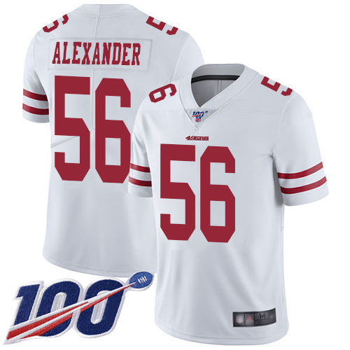 San Francisco 49ers #56 Kwon Alexander White Men's Stitched NFL 100th Season Vapor Limited Jersey