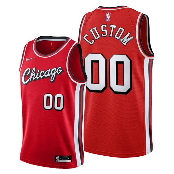 Men's Chicago Bulls #00 Custom 2021-22 City Edition Throwback Red Jersey