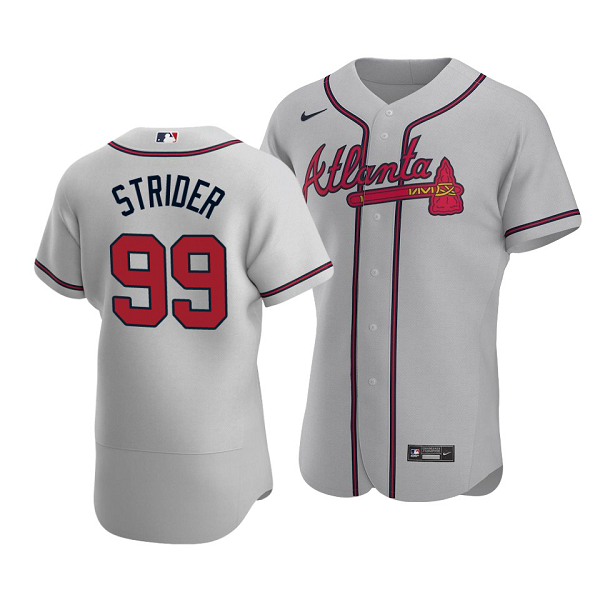 Youth Atlanta Braves #99 Spencer Strider Gray Flex Base Alternate Road Jersey