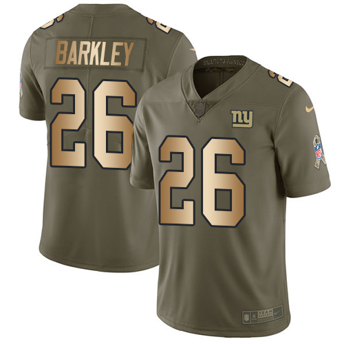 Nike New York Giants #26 Saquon Barkley Olive/Gold Youth Stitched NFL Limited 2017 Salute to Service Jersey