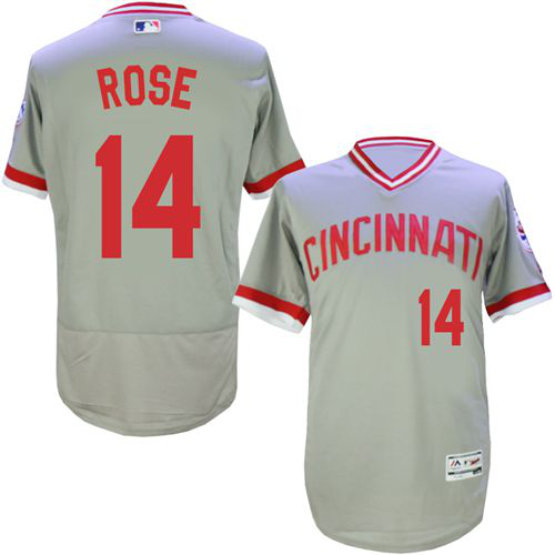 Cincinnati Reds #14 Pete Rose Grey Flexbase Collection Cooperstown Stitched MLB Jersey