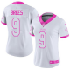 Nike New Orleans Saints #9 Drew Brees White/Pink Women's Stitched NFL Limited Rush Fashion Jersey