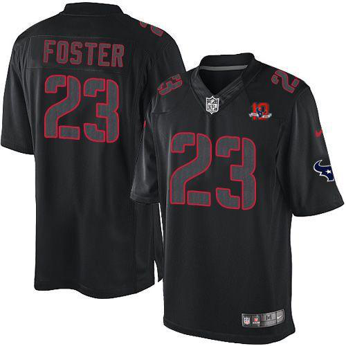 Nike Houston Texans #23 Arian Foster Black With 10th Patch Men's Stitched NFL Impact Limited Jersey