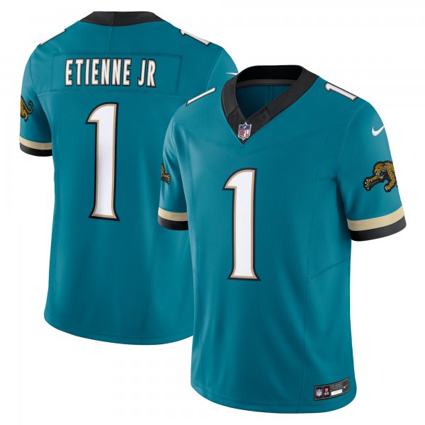 Men's Jacksonville Jaguars #1 Travis Etienne Jr Nike Teal Prowler Throwback Vapor F.U.S.E. Jersey