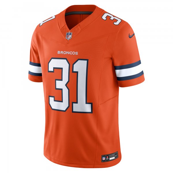 Men's Denver Broncos Justin Simmons Nike Orange Vapor F.U.S.E. Limited Jersey