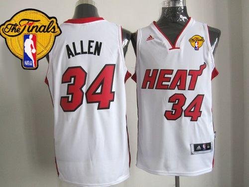 Men's Revolution 30 Miami Heat #34 Ray Allen White Finals Patch Stitched NBA Jersey