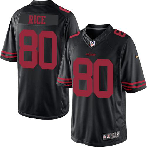 Nike San Francisco 49ers #80 Jerry Rice Black Alternate Men's Stitched NFL Limited Jersey