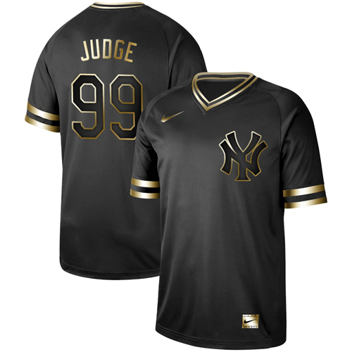 New York Yankees #99 Aaron Judge Black Gold Stitched MLB Jersey