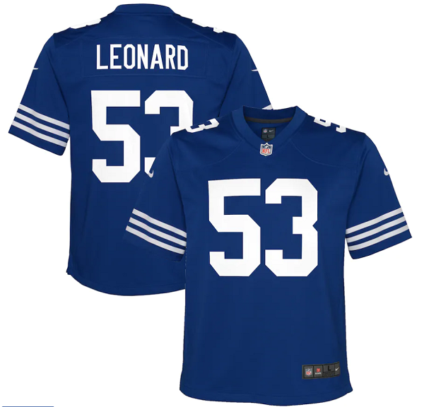 Youth Nike Indianapolis Colts #53 Darius Leonard Royal NFL Alternate Game Jersey