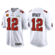 Buccaneers #12 Tom Brady White Super Bowl LV Captain Patch Game Fashion Men's Jersey