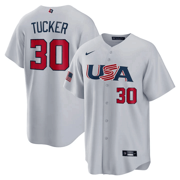 Youth Nike USA Baseball #30 Kyle Tucker Gray 2023 World Baseball Classic Jersey