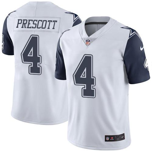 Nike Dallas Cowboys #4 Dak Prescott White Men's Stitched NFL Limited New Color Rush Jersey