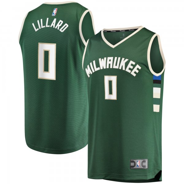 Men's Milwaukee Bucks Damian Lillard Fanatics Hunter Green Fast Break Player Jersey - Icon Edition