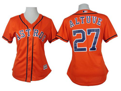 Houston Astros #27 Jose Altuve Orange Alternate Women's Stitched MLB Jersey