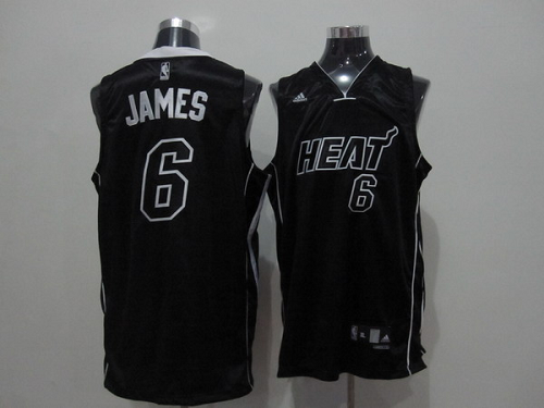 Men's Miami Heat #6 LeBron James Black Shadow Stitched NBA Jersey