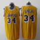 Mitchell And Ness Men's Los Angeles Lakers #34 Shaquille O'Neal Yellow Stitched NBA Jersey