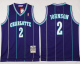 Men's Mitchell And NessCharlotte Hornets #2 Larry Johnson Purple Throwback Stitched NBA Jersey