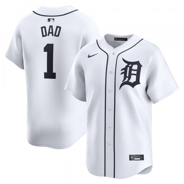 Men's Detroit Tigers Nike White #1 Dad Home Limited Jersey