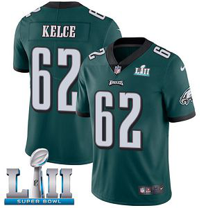 Men's Nike NFL Philadelphia Eagles #62 Jason Kelce Limited Home Midnight Green Vapor Untouchable Super Bowl LII Jersey