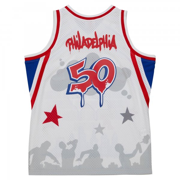 Men's Philadelphia 76ers Mitchell & Ness x Tats Cru White Hardwood Classics Fashion Jersey