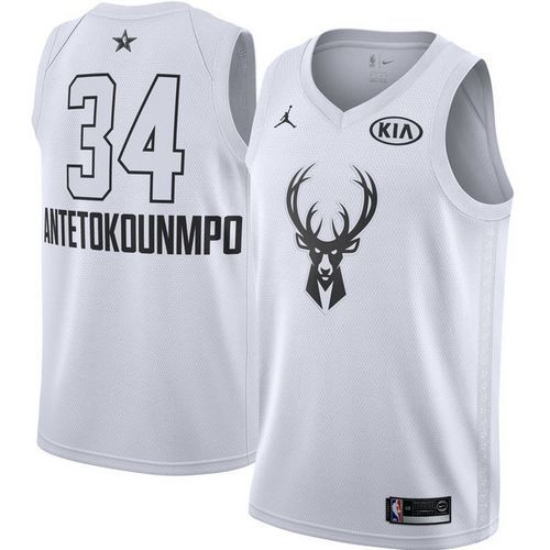 Men's Jordan Brand Milwaukee Bucks #34 Giannis Antetokounmpo White Swingman 2018 All-Star Game NBA Jersey