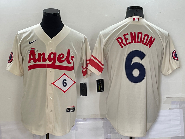 Men's Los Angeles Angels #6 Anthony Rendon 2022 City Connect Cream MLB Cool Base Jersey