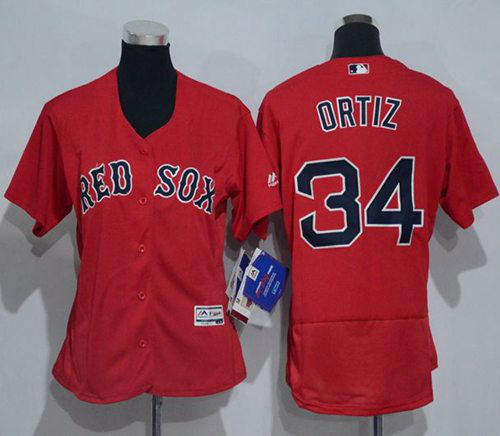 Boston Red Sox #34 David Ortiz Red Flexbase Women's Stitched MLB Jersey