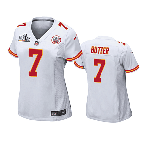 Women's Kansas City Chiefs #7 Harrison Butker White Super Bowl LV Game Jersey