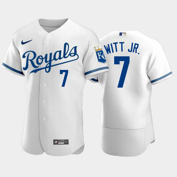 Men's Kansas City Royals #7 Bobby Witt Jr. 2022 White MLB Jersey