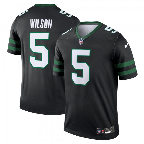 Men's New York Jets Garrett Wilson Nike Legacy Black Alternate Legend Jersey