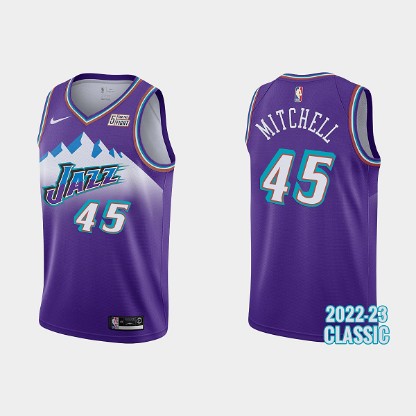 Men's Utah Jazz Donovan Mitchell #45 2022-23 Classic Edition Purple NBA Jersey