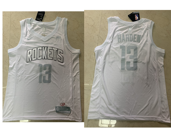 Men's Houston Rockets #13 James Harden White 2020 MVP Nike Swingman Stitched NBA Jersey