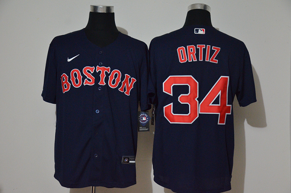 Men's Boston Red Sox #34 David Ortiz Navy Blue Stitched MLB Cool Base Nike Jersey