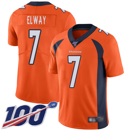 Denver Broncos #7 John Elway Orange Men's Stitched NFL 100th Season Vapor Limited Jersey