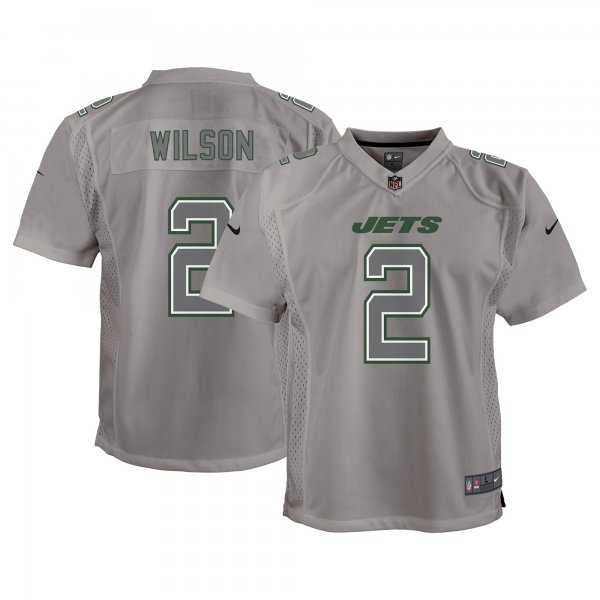 Youth New York Jets Zach Wilson Nike Gray Atmosphere Game Jersey