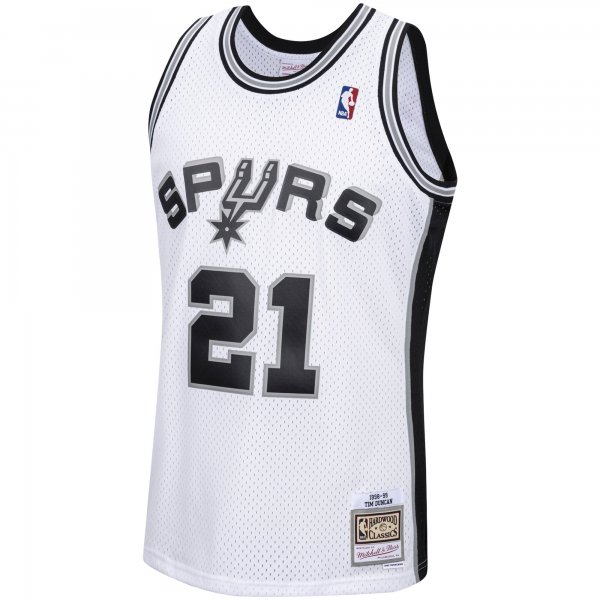 Men's San Antonio Spurs Tim Duncan Mitchell & Ness White 1998/99 Hardwood Classics Swingman Jersey