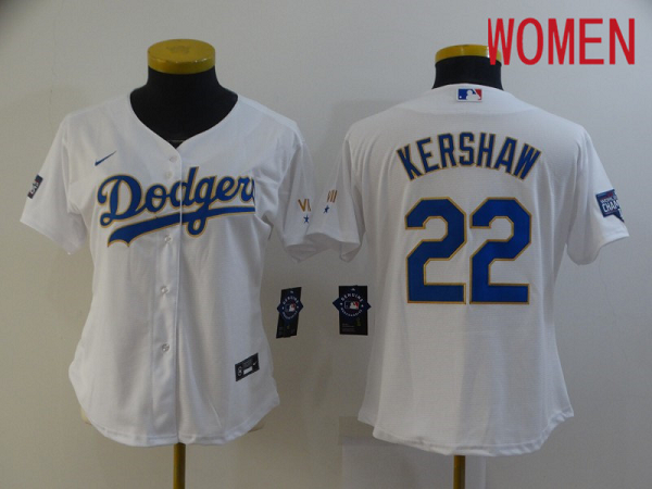 WoMen's Los Angeles Dodgers #22 Kershaw White Game 2021 Nike MLB Jerseys